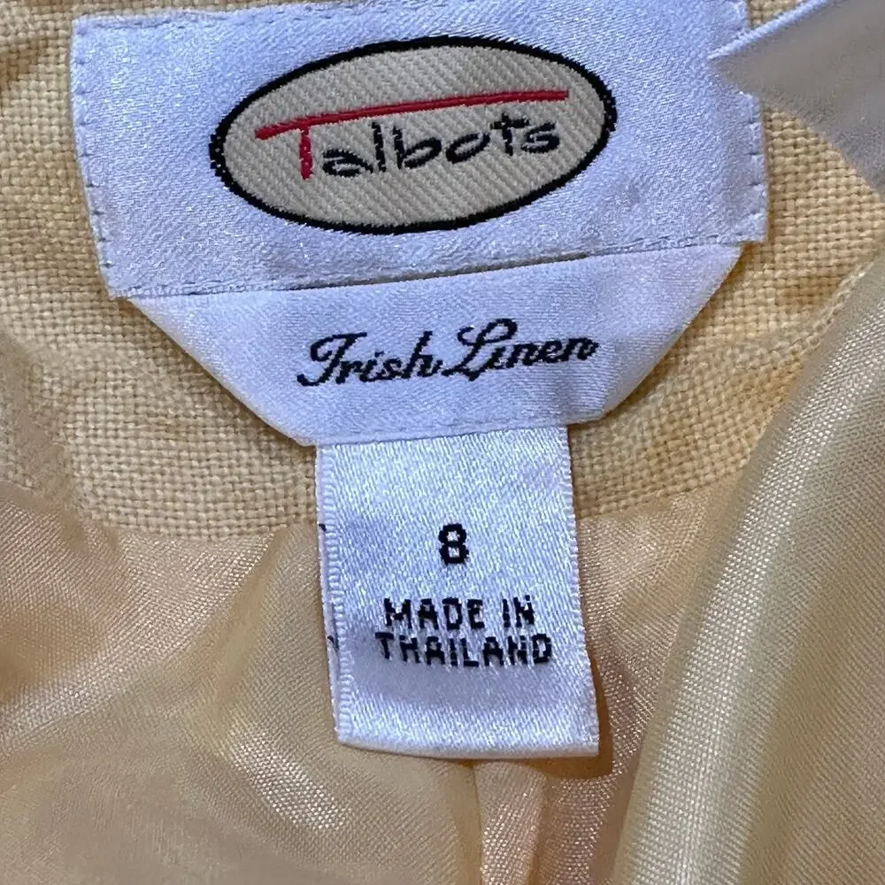 Talbots Pants Womens 8 Yellow Irish Linen Side Zip Minimalist Lagenlook BLEMISH